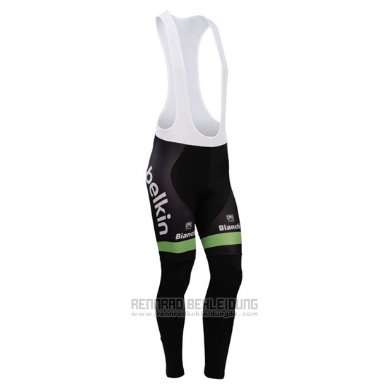 2014 Fahrradbekleidung Belkin Grun und Shwarz Trikot Langarm und Tragerhose